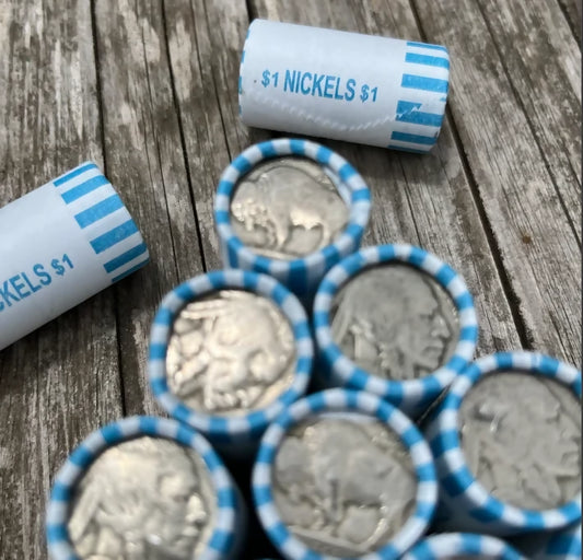 5 x $1 Full Date Buffalo Nickel Rolls (100 Coins)