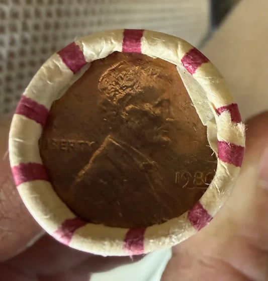 Original bank roll, 1980 Lincoln cents 95% Copper